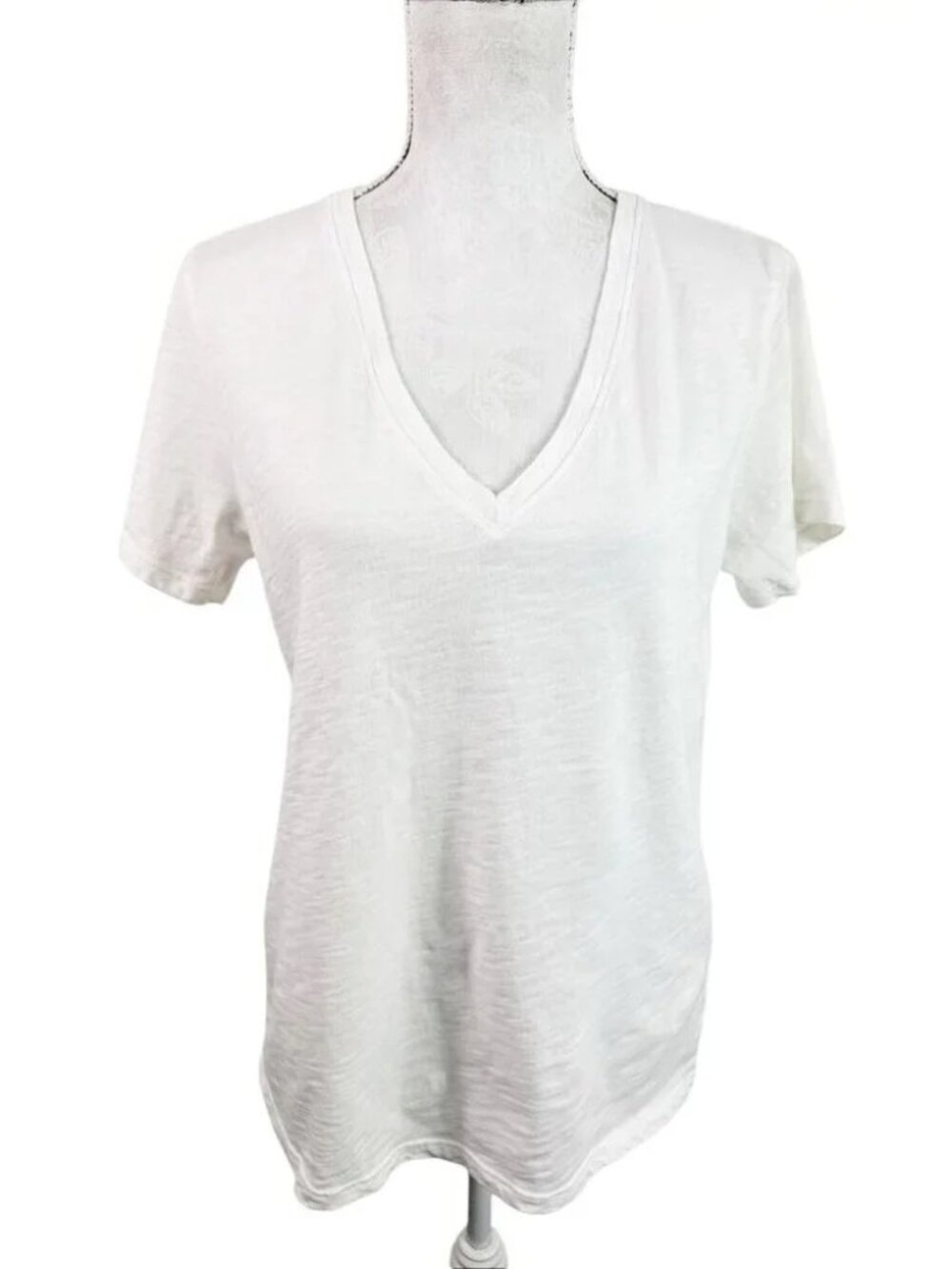 American Giant Women's L Premium Slub V-Neck‎ SS Tee T-Shirt White NWOT